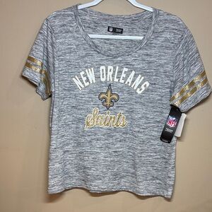 NFL Team Apparel New Orleans Saints Gray and Gold T-Shirt, XL, NWT